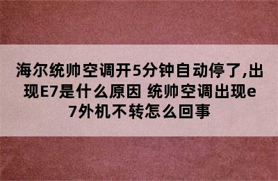 海尔统帅空调开5分钟自动停了,出现E7是什么原因 统帅空调出现e7外机不转怎么回事